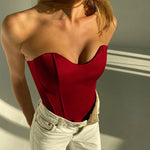 Women’s Sexy Exposed Navel Tube Tops Fashion Solid Color Off-the-shoulder Pullover Strapless Tops Wrap Tops