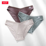 FINETOO 3PCS/Set Women's Underwear Cotton Panty Sexy Panties Female Underpants Solid Color Panty Intimates Women Lingerie M-2XL