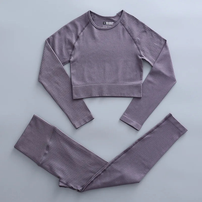 2/3 Piece Set Women Gym Wear Seamless Yoga Set Sports Bra Crop Top High Waist Leggings Fitness Sportswear Workout Outfits Woman
