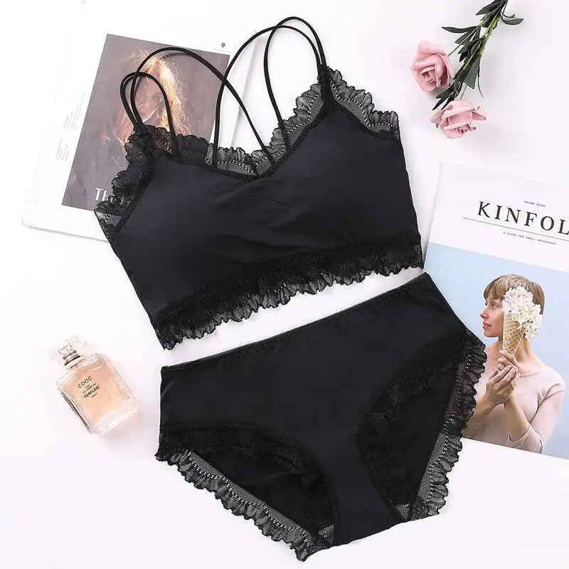 Sexy Leopard Print Women‘s Underwear Set Temptation Lace Bralette Wire Free Push Up Brassiere Female Lingerie 2-Pieces Suit