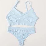Women Buttery Soft Bra And Panties Set Push-Up Unlined Brassiere Breathable Ribbed Underwear Stretchy Crop Top Sexy Lingerie Set
