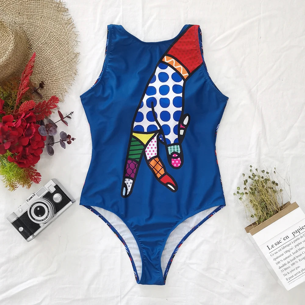 Striped Women One Piece Swimsuit High Quality Swimwear Printed Push Up Monokini Summer Bathing Suit Tropical Bodysuit Female