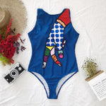 Striped Women One Piece Swimsuit High Quality Swimwear Printed Push Up Monokini Summer Bathing Suit Tropical Bodysuit Female