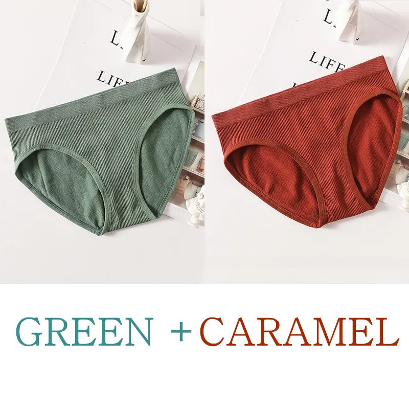 2Pcs/Set Women Panties Low Rise Briefs Seamless Underwear Female Full Coverage Back Bottoms Sports Underpants Sexy Lingerie M-L