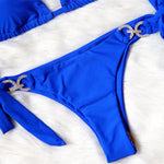 Luxury Rhinestones Bikin 2026 New Women Solid Red Blue Bandage Cross Diamond Thong Swinsuit Beach Bathing Suit Swimwear Biquini