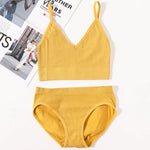 Women Seamless Bra And Panties Set U Back Bra Crop Top Sexy Lingerie Set No Pads Brassiere Low Rise Briefs Ladies Underwear Set