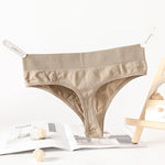 Breathable Cotton Lady thong Solid Color Women's T-back Sexy Elastic waistband T-Pants Seamless G-String Cotton Crotch Knickers
