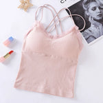Summer Tank Top Women Crop Tops Sexy Lingerie Beauty Back Seamless Underwear Lace Bralette Camis Female Padded Camisole Femme
