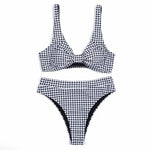 ZTVitality Black Plaid Bikinis Bow Bikini 2025 New Arrival Padded Bra High Waist Swimsuit Sexy Swimwear Women Brazilian Biquini