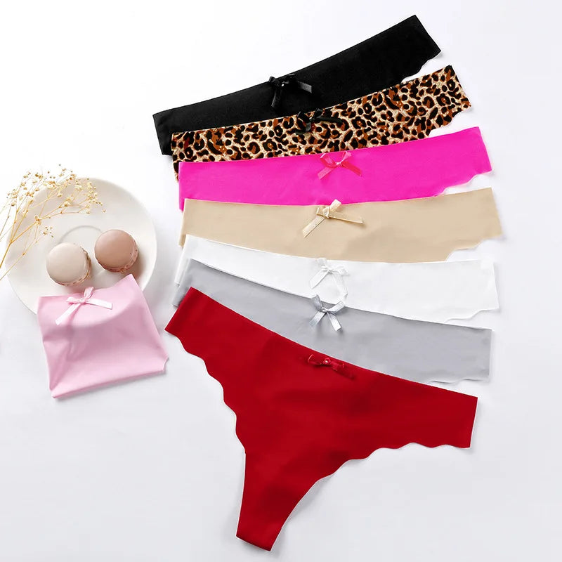 Bow Seamless Thong Women Low Waist Panties Sexy Underwear Ladies Briefs Lingere Panty Underware Comfortable Lingerie Thongs