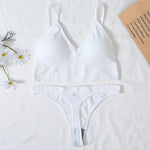Women Sports Bra And Panties Set Seamless Bra U-Back Crop Top High Rise G-String Panties Thongs Underwear Sexy Lingerie Set
