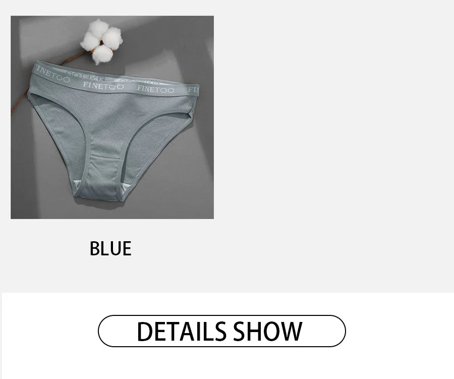 FINETOO 3PCS/Set Women's Underwear Cotton Panty Sexy Panties Female Underpants Solid Color Panty Intimates Women Lingerie M-2XL
