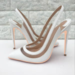 transparent PVC women's high heels, 12cm 10cm 8cm thin heels, no shoelaces, toe, Party disco shoes, black, size 33-45