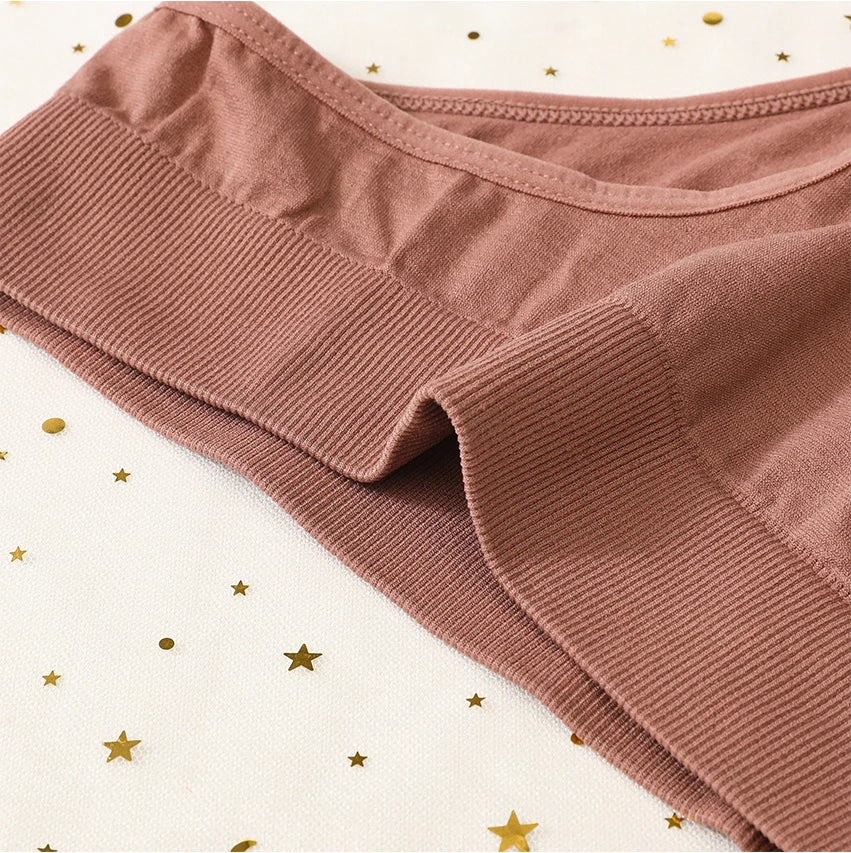 Seamless Women Lingerie Set Rib Bralette Sports Crop Top High Waist Briefs Panties Light Support Bra Sexy Underwear Set