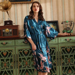 Hot Sale Black Summer Satin Kimono Bathrobe Women Bride Bridesmaid Wedding Robe Dress Gown Sexy Flower Long Sleepwear M-3XL