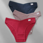 3PCS M-2XL Women Cotton Panties Briefs Female Sexy V Wasit Underwear Ladies Underpants Pantys Girls Plus Size Intimates Lingerie