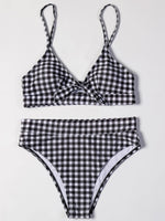 ZTVitality Bow Plaid Bikinis Push Up Sexy Bikini 2021 Hot Sale Straps Padded High Waist Swimsuit Retro Swimwear Women Biquini
