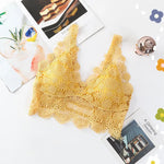 Deep V Lace Bra Tops Wire Free Brassieres Women Underwear Sexy Lingerie Beauty Back Bralette Bras for Women Removable Pads Top