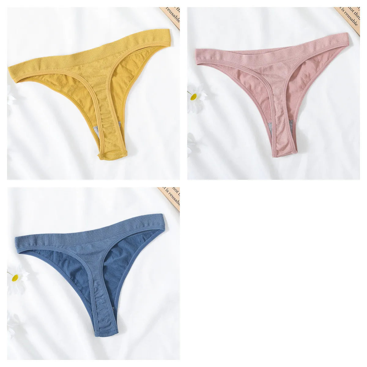 3PCS/Set Seamless G-string Panties Women Underwear Female Underpants Low Waist Thong Sexy Lingerie Seamless Sports Panties