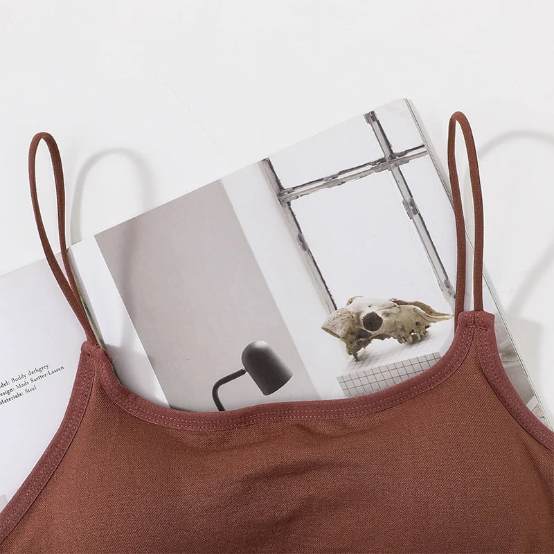 Women Low Back Crop Top Push Up Bras Seamless Underwear Thin Strap Camisole Sexy Lingerie Female Backless Bralette Tanks Top
