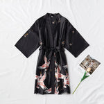 Fashion Satin Robe Female Bathrobe Sexy peignoir femme Silk Kimono Bride Dressing gown sleepwear Night Grow For Women