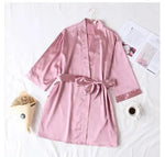 Summer Champagne Chinese Bride Wedding Robe Satin Sleepwear Women Nightgown Sexy Nightdress Lady Kimono Bathrobe Gown Negligee