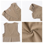 Summer Crop Top Women V-Neck Tanks Sexy Lingerie Sleeveless Short Tee Rib Fitness Underwear Sport Seamless Bra Tops Camisole