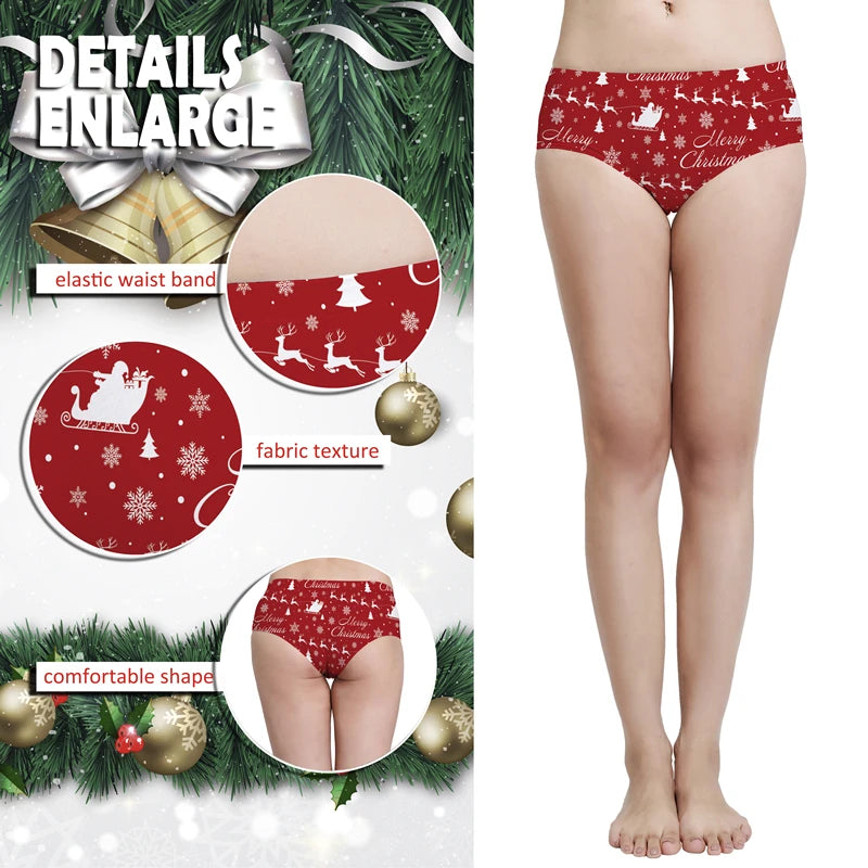 Christmas Theme Printing Women's Underwear Sexy Low-Waist Panties Temptation Wrap Buttocks Underpants Seamless Female Briefs