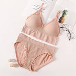 Women Bra Panties Set Seamless Bra Cropped Bralette Crop Top Low Back Brassieres Sexy Lingerie Push Up Bra Sexy Underwear Set