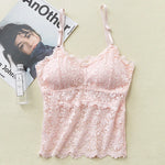 Lace Bra Top Women's Floral Lace Bralette Sexy Lingerie Non-wire Underwear Adjustable Straps Camisoles Bra Removable Pads