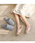 Japanese Style Mute Slippers Women Men Home Cotton Slipper Breathable Fabric Couple Spring Summer Shoes Suede Sole Ladies Slides