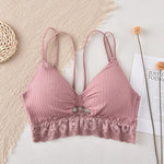 U Back Tank Top For Women Wireless Crop Top Lace Underwear Backless Bra Sexy Lingerie Padded Camisole