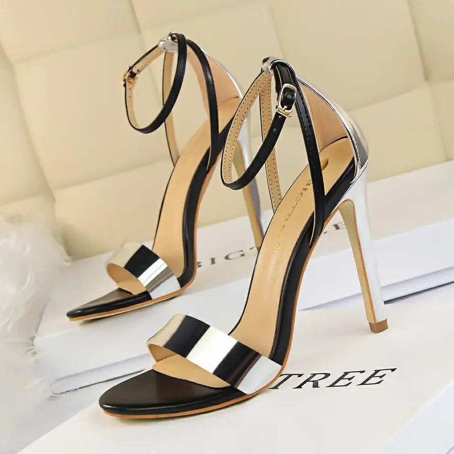BIGTREE Shoes 11 cm High Heeled Sandals Women Summer Shoes Stiletto High Heels Open toed hollowed out Women Sandals Party Shoes