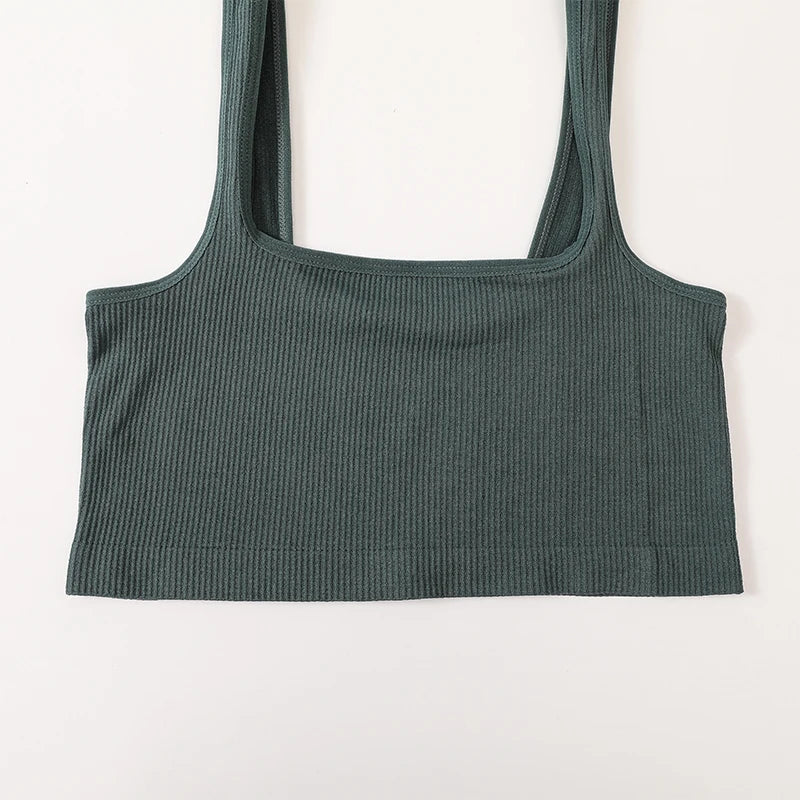 Square Neck Crop Top Women Seamless Underwear Top Solid Color Off Shoulder Cami Sexy Lingerie Sleeveless Tank Top Camisole