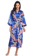Hot Sale Black Summer Satin Kimono Bathrobe Women Bride Bridesmaid Wedding Robe Dress Gown Sexy Flower Long Sleepwear M-3XL