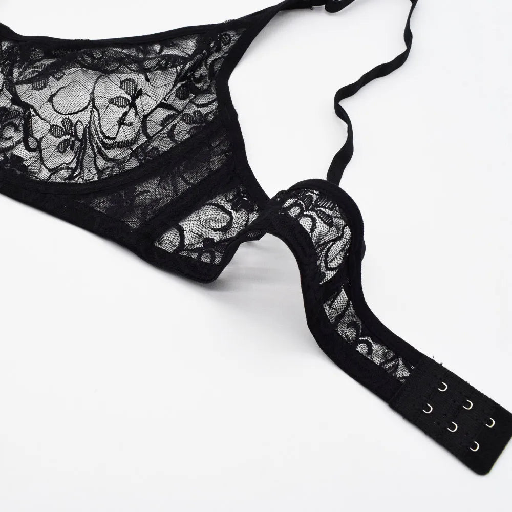 Plus Size Bras For Womens Underwear Underwired Lace Hollow Out Bra Embroidery Sexy Lingerie Brassiere BH Tops 5 Colors