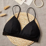 Women 1/3 Cup Tank Top Seamless Crop Top Solid Color Underwear Sexy Lingerie V-Neck Non-wire Bra Top Padded Camisole
