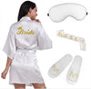 4pc set of glitter gold bride satin short bride robe slippers bridal sash peignoir women Bridal Party 2019 kimono robe
