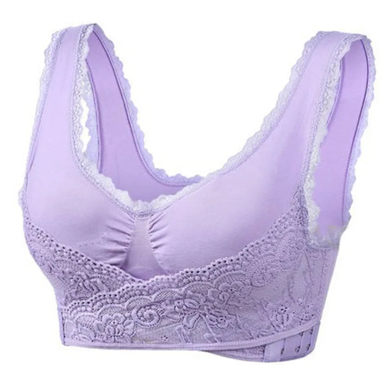 Front Cross Buckle Lace Bra Adjustment Gathering Women's Underwear Yoga Running Vest Seamless Without Steel Ring Brassiere