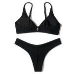 ZTVitality Black Sexy Women Swimsuit 2022 New Arrival Padded Bra Ribbed High Cut Bikini Beachwear Swimwear Brazilian Biquini S-L