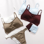 Women Seamless Bra And Panties Set Sexy High Waist Briefs Wire Free Bra Female Sexy Underwear Brazilian Panties Lingerie Set