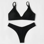 ZTVitality Black Sexy Women Swimsuit 2022 New Arrival Padded Bra Ribbed High Cut Bikini Beachwear Swimwear Brazilian Biquini S-L