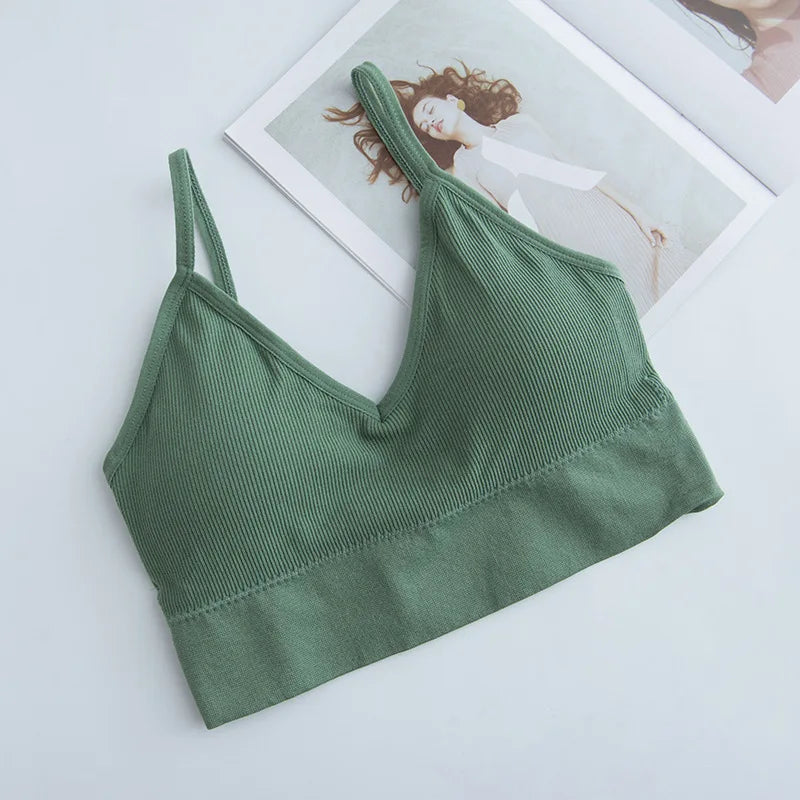 Women Tube Top U Back Crop Top Push Up Bra Sexy Lingerie Seamless Underwear Female Solid Color Sport Top Fitness Brassiere