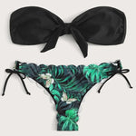 Sexy Scalloped Marble Print Bikini Women Bandeau Swimwear Female Swimsuit Two-pieces Bikini set Knotted Bather Bathing Suit Swim