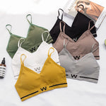 Letter Printed Elastic Underband Bralette Women Removable Breathable Pads Thin Straps Tank Bra One Size Daily Intimates