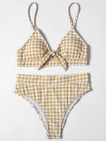 ZTVitality Bow Plaid Bikinis Push Up Sexy Bikini 2021 Hot Sale Straps Padded High Waist Swimsuit Retro Swimwear Women Biquini