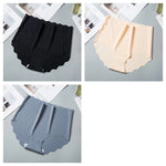 3Pcs/Set Women Ice Silk Panties Wavy Trim Seamless Underwear High Waist Panty No Show Briefs Invisible Ladies Lingerie M-XXL