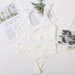 Women Seamless Bra And Panties Set Low Rise Thongs U-Shape Back Crop Top Bralette Comfort Sport Underwear Sexy Lingerie Set