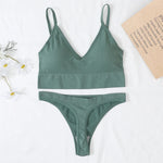 Women Sports Bra And Panties Set Seamless Bra U-Back Crop Top High Rise G-String Panties Thongs Underwear Sexy Lingerie Set