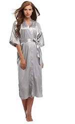 Women Silk Satin Long Wedding Bride Bridesmaid Robe Kimono Robe Feminino Bath Robe Large Size XXXL Peignoir Femme Sexy Bathrobe